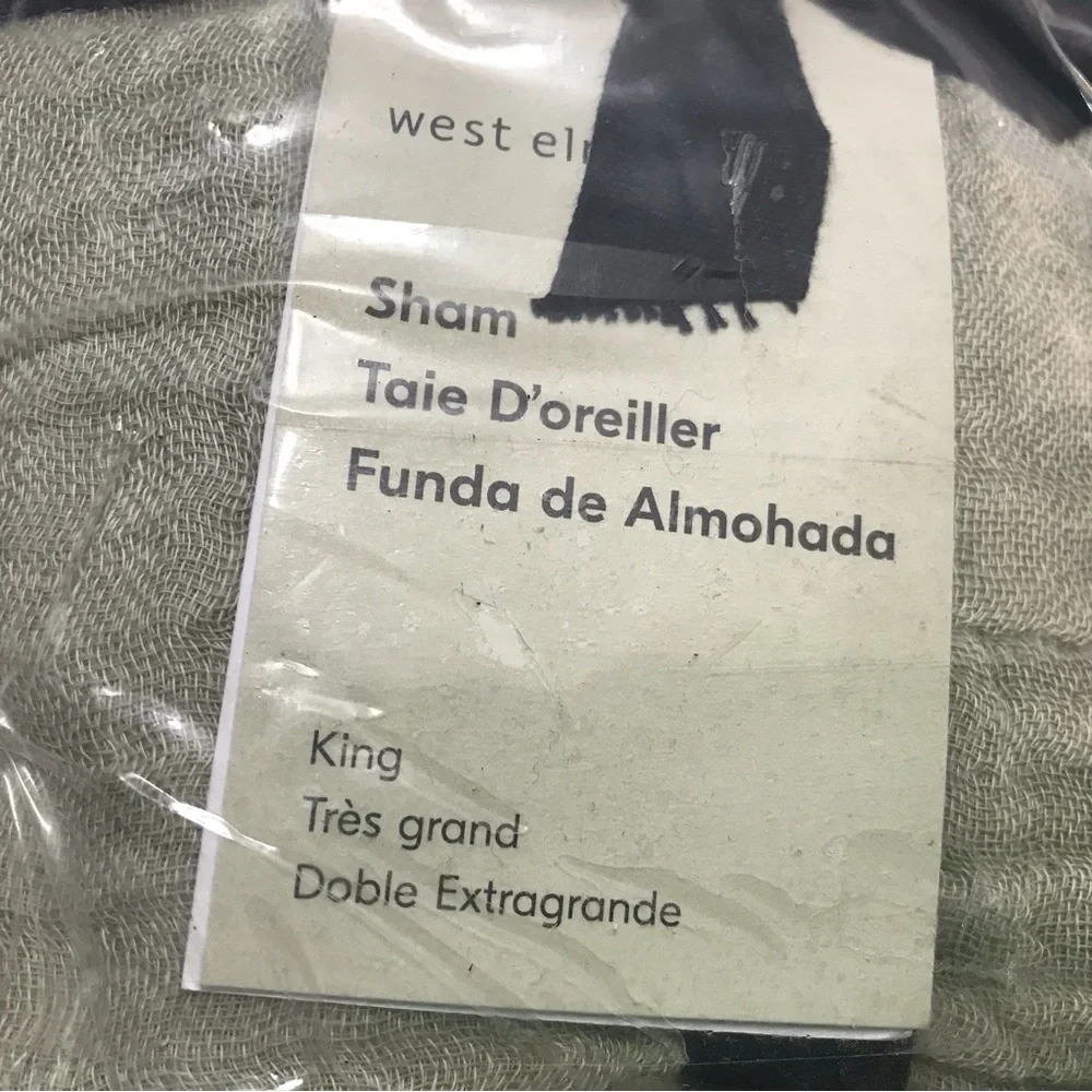 2 Pack West Elm Cotton Linen Queen Duvet Shams Set King 20 x 36” Loden Green New